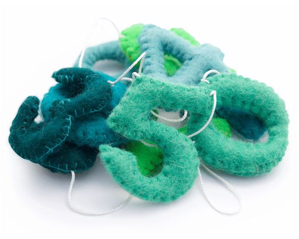 Felt Numbers Garland Green Colours