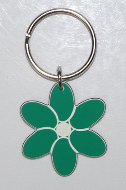 Plastic Flower Keyring in Green