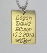 Brass Name with Birth Date Pendant