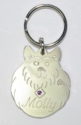Sterling Silver Fluffy Dog ID Tag with Amethyst