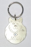 Sterling Silver Fluffy Dog ID Tag with Aquamarine