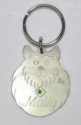 Sterling Silver Fluffy Dog ID Tag with Chrome Tourmaline