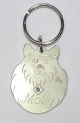 Sterling Silver Fluffy Dog ID Tag with Purple Sapphire