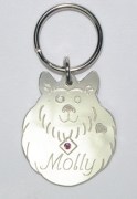 Sterling Silver Fluffy Dog ID Tag with Garnet (Rhodolite)