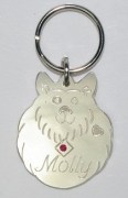 Sterling Silver Fluffy Dog ID Tag with Ruby