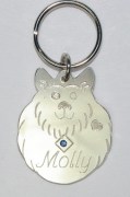 Sterling Silver Fluffy Dog ID Tag with Blue Sapphire