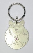 Sterling Silver Fluffy Dog ID Tag with Pink Tourmaline