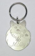 Sterling Silver Fluffy Dog ID Tag with Cubic Zirconia
