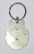 Sterling Silver Fluffy Dog ID Tag with Purple Cubic Zirconia