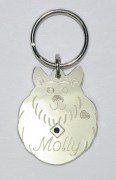 Sterling Silver Fluffy Dog ID Tag with Black Cubic Zirconia