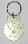 Sterling Silver Fluffy Dog ID Tag with Yellow Cubic Zirconia