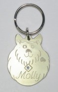 Sterling Silver Fluffy Dog ID Tag with Tanzanite Blue Cubic Zirconia