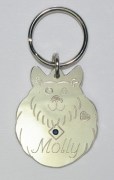Sterling Silver Fluffy Dog ID Tag with Synthetic Blue Sapphire